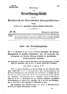 Verordnungsblatt für den Dienstbereich des K.K. Finanzministeriums für die im Reichsrate Vertretenen Königreiche und Länder : [...] : Beilage zu dem Verordnungsblatte für den Dienstbereich des K.K. Österr. Finanz-Ministeriums  18591026 Seite: 1