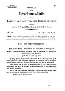 Verordnungsblatt für den Dienstbereich des K.K. Finanzministeriums für die im Reichsrate Vertretenen Königreiche und Länder : [...] : Beilage zu dem Verordnungsblatte für den Dienstbereich des K.K. Österr. Finanz-Ministeriums  18591027 Seite: 1