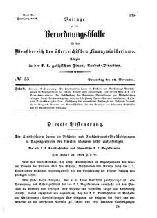 Verordnungsblatt für den Dienstbereich des K.K. Finanzministeriums für die im Reichsrate Vertretenen Königreiche und Länder : [...] : Beilage zu dem Verordnungsblatte für den Dienstbereich des K.K. Österr. Finanz-Ministeriums  18591110 Seite: 1