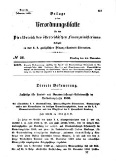 Verordnungsblatt für den Dienstbereich des K.K. Finanzministeriums für die im Reichsrate Vertretenen Königreiche und Länder : [...] : Beilage zu dem Verordnungsblatte für den Dienstbereich des K.K. Österr. Finanz-Ministeriums  18591115 Seite: 1