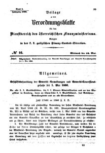 Verordnungsblatt für den Dienstbereich des K.K. Finanzministeriums für die im Reichsrate Vertretenen Königreiche und Länder : [...] : Beilage zu dem Verordnungsblatte für den Dienstbereich des K.K. Österr. Finanz-Ministeriums 