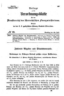 Verordnungsblatt für den Dienstbereich des K.K. Finanzministeriums für die im Reichsrate Vertretenen Königreiche und Länder : [...] : Beilage zu dem Verordnungsblatte für den Dienstbereich des K.K. Österr. Finanz-Ministeriums 