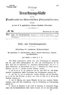 Verordnungsblatt für den Dienstbereich des K.K. Finanzministeriums für die im Reichsrate Vertretenen Königreiche und Länder : [...] : Beilage zu dem Verordnungsblatte für den Dienstbereich des K.K. Österr. Finanz-Ministeriums 