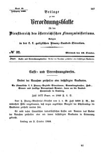 Verordnungsblatt für den Dienstbereich des K.K. Finanzministeriums für die im Reichsrate Vertretenen Königreiche und Länder : [...] : Beilage zu dem Verordnungsblatte für den Dienstbereich des K.K. Österr. Finanz-Ministeriums 