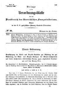 Verordnungsblatt für den Dienstbereich des K.K. Finanzministeriums für die im Reichsrate Vertretenen Königreiche und Länder : [...] : Beilage zu dem Verordnungsblatte für den Dienstbereich des K.K. Österr. Finanz-Ministeriums  18601031 Seite: 1