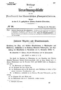 Verordnungsblatt für den Dienstbereich des K.K. Finanzministeriums für die im Reichsrate Vertretenen Königreiche und Länder : [...] : Beilage zu dem Verordnungsblatte für den Dienstbereich des K.K. Österr. Finanz-Ministeriums 