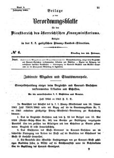 Verordnungsblatt für den Dienstbereich des K.K. Finanzministeriums für die im Reichsrate Vertretenen Königreiche und Länder : [...] : Beilage zu dem Verordnungsblatte für den Dienstbereich des K.K. Österr. Finanz-Ministeriums  18610226 Seite: 1