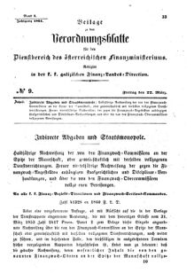 Verordnungsblatt für den Dienstbereich des K.K. Finanzministeriums für die im Reichsrate Vertretenen Königreiche und Länder : [...] : Beilage zu dem Verordnungsblatte für den Dienstbereich des K.K. Österr. Finanz-Ministeriums 