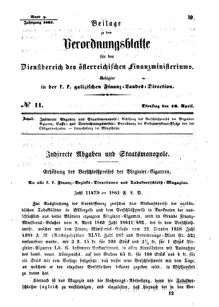 Verordnungsblatt für den Dienstbereich des K.K. Finanzministeriums für die im Reichsrate Vertretenen Königreiche und Länder : [...] : Beilage zu dem Verordnungsblatte für den Dienstbereich des K.K. Österr. Finanz-Ministeriums  18610416 Seite: 1