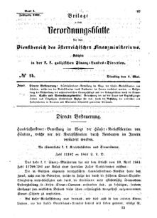 Verordnungsblatt für den Dienstbereich des K.K. Finanzministeriums für die im Reichsrate Vertretenen Königreiche und Länder : [...] : Beilage zu dem Verordnungsblatte für den Dienstbereich des K.K. Österr. Finanz-Ministeriums  18610507 Seite: 1