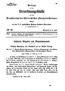 Verordnungsblatt für den Dienstbereich des K.K. Finanzministeriums für die im Reichsrate Vertretenen Königreiche und Länder : [...] : Beilage zu dem Verordnungsblatte für den Dienstbereich des K.K. Österr. Finanz-Ministeriums 