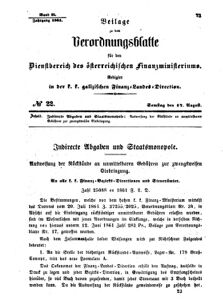 Verordnungsblatt für den Dienstbereich des K.K. Finanzministeriums für die im Reichsrate Vertretenen Königreiche und Länder : [...] : Beilage zu dem Verordnungsblatte für den Dienstbereich des K.K. Österr. Finanz-Ministeriums  18610817 Seite: 1