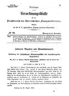 Verordnungsblatt für den Dienstbereich des K.K. Finanzministeriums für die im Reichsrate Vertretenen Königreiche und Länder : [...] : Beilage zu dem Verordnungsblatte für den Dienstbereich des K.K. Österr. Finanz-Ministeriums 