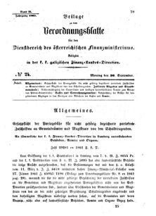 Verordnungsblatt für den Dienstbereich des K.K. Finanzministeriums für die im Reichsrate Vertretenen Königreiche und Länder : [...] : Beilage zu dem Verordnungsblatte für den Dienstbereich des K.K. Österr. Finanz-Ministeriums  18610930 Seite: 1