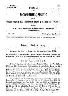 Verordnungsblatt für den Dienstbereich des K.K. Finanzministeriums für die im Reichsrate Vertretenen Königreiche und Länder : [...] : Beilage zu dem Verordnungsblatte für den Dienstbereich des K.K. Österr. Finanz-Ministeriums  18611022 Seite: 1