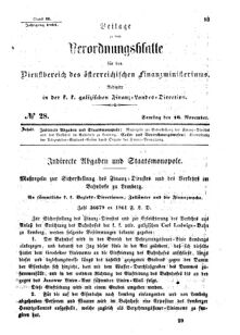 Verordnungsblatt für den Dienstbereich des K.K. Finanzministeriums für die im Reichsrate Vertretenen Königreiche und Länder : [...] : Beilage zu dem Verordnungsblatte für den Dienstbereich des K.K. Österr. Finanz-Ministeriums  18611116 Seite: 1