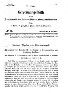 Verordnungsblatt für den Dienstbereich des K.K. Finanzministeriums für die im Reichsrate Vertretenen Königreiche und Länder : [...] : Beilage zu dem Verordnungsblatte für den Dienstbereich des K.K. Österr. Finanz-Ministeriums  18611204 Seite: 1