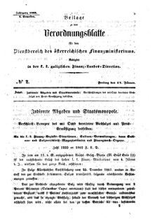 Verordnungsblatt für den Dienstbereich des K.K. Finanzministeriums für die im Reichsrate Vertretenen Königreiche und Länder : [...] : Beilage zu dem Verordnungsblatte für den Dienstbereich des K.K. Österr. Finanz-Ministeriums  18620117 Seite: 1