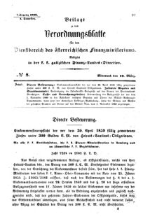 Verordnungsblatt für den Dienstbereich des K.K. Finanzministeriums für die im Reichsrate Vertretenen Königreiche und Länder : [...] : Beilage zu dem Verordnungsblatte für den Dienstbereich des K.K. Österr. Finanz-Ministeriums  18620319 Seite: 1