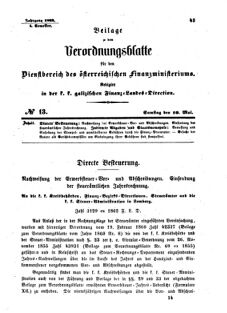 Verordnungsblatt für den Dienstbereich des K.K. Finanzministeriums für die im Reichsrate Vertretenen Königreiche und Länder : [...] : Beilage zu dem Verordnungsblatte für den Dienstbereich des K.K. Österr. Finanz-Ministeriums 