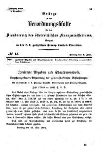 Verordnungsblatt für den Dienstbereich des K.K. Finanzministeriums für die im Reichsrate Vertretenen Königreiche und Länder : [...] : Beilage zu dem Verordnungsblatte für den Dienstbereich des K.K. Österr. Finanz-Ministeriums 