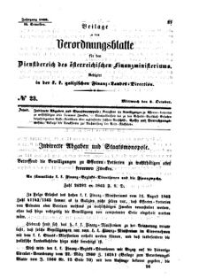 Verordnungsblatt für den Dienstbereich des K.K. Finanzministeriums für die im Reichsrate Vertretenen Königreiche und Länder : [...] : Beilage zu dem Verordnungsblatte für den Dienstbereich des K.K. Österr. Finanz-Ministeriums  18621008 Seite: 1