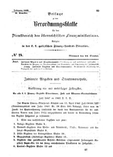 Verordnungsblatt für den Dienstbereich des K.K. Finanzministeriums für die im Reichsrate Vertretenen Königreiche und Länder : [...] : Beilage zu dem Verordnungsblatte für den Dienstbereich des K.K. Österr. Finanz-Ministeriums  18621022 Seite: 1