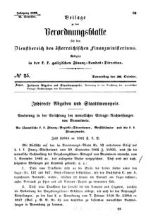 Verordnungsblatt für den Dienstbereich des K.K. Finanzministeriums für die im Reichsrate Vertretenen Königreiche und Länder : [...] : Beilage zu dem Verordnungsblatte für den Dienstbereich des K.K. Österr. Finanz-Ministeriums  18621030 Seite: 1