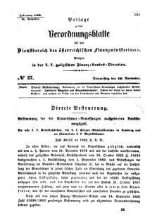 Verordnungsblatt für den Dienstbereich des K.K. Finanzministeriums für die im Reichsrate Vertretenen Königreiche und Länder : [...] : Beilage zu dem Verordnungsblatte für den Dienstbereich des K.K. Österr. Finanz-Ministeriums  18621120 Seite: 1