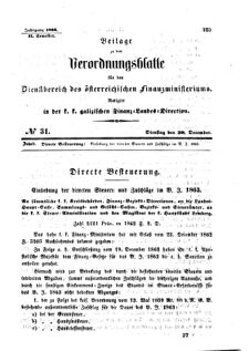 Verordnungsblatt für den Dienstbereich des K.K. Finanzministeriums für die im Reichsrate Vertretenen Königreiche und Länder : [...] : Beilage zu dem Verordnungsblatte für den Dienstbereich des K.K. Österr. Finanz-Ministeriums  18621230 Seite: 1