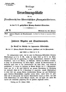 Verordnungsblatt für den Dienstbereich des K.K. Finanzministeriums für die im Reichsrate Vertretenen Königreiche und Länder : [...] : Beilage zu dem Verordnungsblatte für den Dienstbereich des K.K. Österr. Finanz-Ministeriums  18630121 Seite: 1