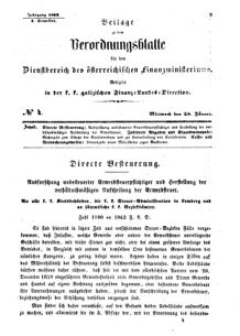 Verordnungsblatt für den Dienstbereich des K.K. Finanzministeriums für die im Reichsrate Vertretenen Königreiche und Länder : [...] : Beilage zu dem Verordnungsblatte für den Dienstbereich des K.K. Österr. Finanz-Ministeriums  18630128 Seite: 1