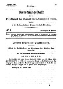 Verordnungsblatt für den Dienstbereich des K.K. Finanzministeriums für die im Reichsrate Vertretenen Königreiche und Länder : [...] : Beilage zu dem Verordnungsblatte für den Dienstbereich des K.K. Österr. Finanz-Ministeriums  18630207 Seite: 1