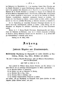 Verordnungsblatt für den Dienstbereich des K.K. Finanzministeriums für die im Reichsrate Vertretenen Königreiche und Länder : [...] : Beilage zu dem Verordnungsblatte für den Dienstbereich des K.K. Österr. Finanz-Ministeriums  18630314 Seite: 3