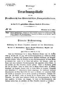 Verordnungsblatt für den Dienstbereich des K.K. Finanzministeriums für die im Reichsrate Vertretenen Königreiche und Länder : [...] : Beilage zu dem Verordnungsblatte für den Dienstbereich des K.K. Österr. Finanz-Ministeriums  18630506 Seite: 1