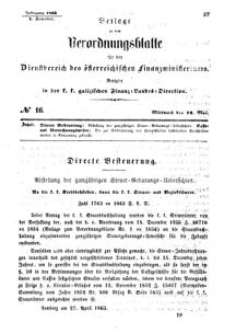 Verordnungsblatt für den Dienstbereich des K.K. Finanzministeriums für die im Reichsrate Vertretenen Königreiche und Länder : [...] : Beilage zu dem Verordnungsblatte für den Dienstbereich des K.K. Österr. Finanz-Ministeriums  18630513 Seite: 1