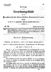 Verordnungsblatt für den Dienstbereich des K.K. Finanzministeriums für die im Reichsrate Vertretenen Königreiche und Länder : [...] : Beilage zu dem Verordnungsblatte für den Dienstbereich des K.K. Österr. Finanz-Ministeriums  18630731 Seite: 1