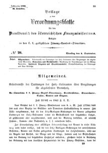 Verordnungsblatt für den Dienstbereich des K.K. Finanzministeriums für die im Reichsrate Vertretenen Königreiche und Länder : [...] : Beilage zu dem Verordnungsblatte für den Dienstbereich des K.K. Österr. Finanz-Ministeriums  18630901 Seite: 1