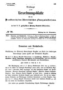 Verordnungsblatt für den Dienstbereich des K.K. Finanzministeriums für die im Reichsrate Vertretenen Königreiche und Länder : [...] : Beilage zu dem Verordnungsblatte für den Dienstbereich des K.K. Österr. Finanz-Ministeriums  18630911 Seite: 1