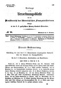 Verordnungsblatt für den Dienstbereich des K.K. Finanzministeriums für die im Reichsrate Vertretenen Königreiche und Länder : [...] : Beilage zu dem Verordnungsblatte für den Dienstbereich des K.K. Österr. Finanz-Ministeriums  18631007 Seite: 1