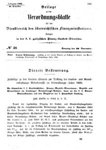 Verordnungsblatt für den Dienstbereich des K.K. Finanzministeriums für die im Reichsrate Vertretenen Königreiche und Länder : [...] : Beilage zu dem Verordnungsblatte für den Dienstbereich des K.K. Österr. Finanz-Ministeriums  18631129 Seite: 1