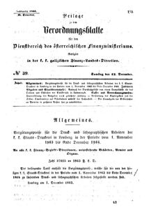 Verordnungsblatt für den Dienstbereich des K.K. Finanzministeriums für die im Reichsrate Vertretenen Königreiche und Länder : [...] : Beilage zu dem Verordnungsblatte für den Dienstbereich des K.K. Österr. Finanz-Ministeriums  18631212 Seite: 1