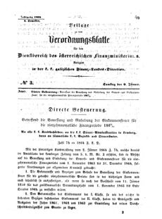 Verordnungsblatt für den Dienstbereich des K.K. Finanzministeriums für die im Reichsrate Vertretenen Königreiche und Länder : [...] : Beilage zu dem Verordnungsblatte für den Dienstbereich des K.K. Österr. Finanz-Ministeriums  18640109 Seite: 1