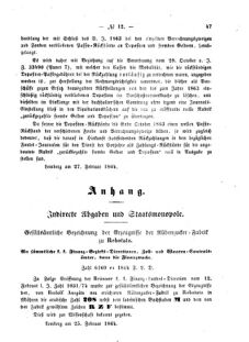 Verordnungsblatt für den Dienstbereich des K.K. Finanzministeriums für die im Reichsrate Vertretenen Königreiche und Länder : [...] : Beilage zu dem Verordnungsblatte für den Dienstbereich des K.K. Österr. Finanz-Ministeriums  18640312 Seite: 3