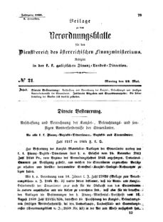 Verordnungsblatt für den Dienstbereich des K.K. Finanzministeriums für die im Reichsrate Vertretenen Königreiche und Länder : [...] : Beilage zu dem Verordnungsblatte für den Dienstbereich des K.K. Österr. Finanz-Ministeriums  18640523 Seite: 1