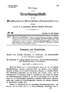 Verordnungsblatt für den Dienstbereich des K.K. Finanzministeriums für die im Reichsrate Vertretenen Königreiche und Länder : [...] : Beilage zu dem Verordnungsblatte für den Dienstbereich des K.K. Österr. Finanz-Ministeriums  18640820 Seite: 1