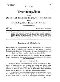 Verordnungsblatt für den Dienstbereich des K.K. Finanzministeriums für die im Reichsrate Vertretenen Königreiche und Länder : [...] : Beilage zu dem Verordnungsblatte für den Dienstbereich des K.K. Österr. Finanz-Ministeriums  18640903 Seite: 1