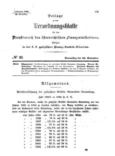 Verordnungsblatt für den Dienstbereich des K.K. Finanzministeriums für die im Reichsrate Vertretenen Königreiche und Länder : [...] : Beilage zu dem Verordnungsblatte für den Dienstbereich des K.K. Österr. Finanz-Ministeriums  18640922 Seite: 1