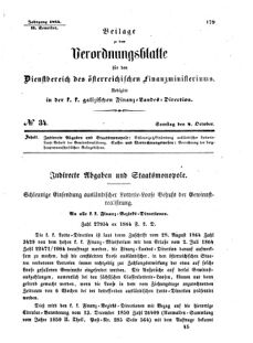 Verordnungsblatt für den Dienstbereich des K.K. Finanzministeriums für die im Reichsrate Vertretenen Königreiche und Länder : [...] : Beilage zu dem Verordnungsblatte für den Dienstbereich des K.K. Österr. Finanz-Ministeriums  18641008 Seite: 1