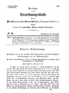 Verordnungsblatt für den Dienstbereich des K.K. Finanzministeriums für die im Reichsrate Vertretenen Königreiche und Länder : [...] : Beilage zu dem Verordnungsblatte für den Dienstbereich des K.K. Österr. Finanz-Ministeriums  18641231 Seite: 1